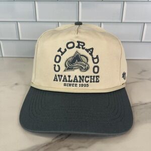Colorado Avalanche Hat Cap Snap Back Cream Navy NHL Hockey Mens Since 1995 '47